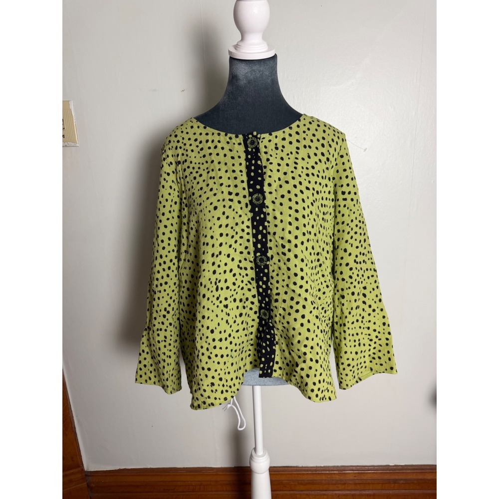 Habitat Polka Dot Button Front Blouse top lagenlook euro summer coastal large